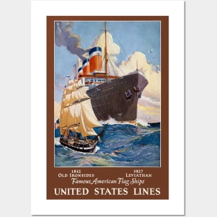 Famous American Flag Ships Vintage Poster 1927 Posters and Art